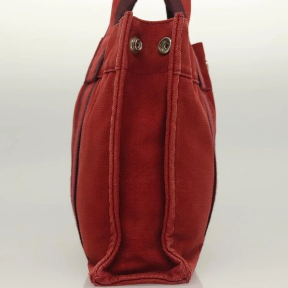 HERMES Fourre Tout PM Hand Bag Canvas Red Navy Auth bs27030 - Picture 14 of 16